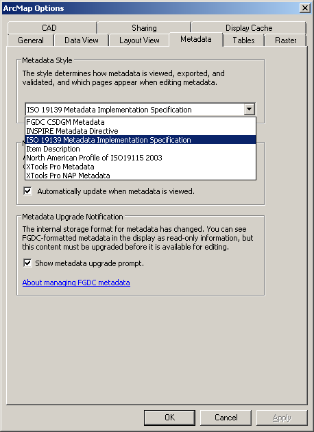 ISO19139 Metadata Setting Screenshot