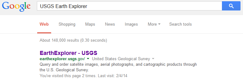 EarthExplorer USGS Google Search
