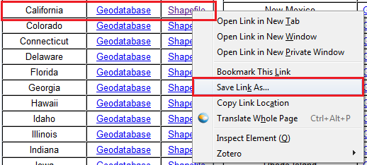 Shapefile - Save Link As...