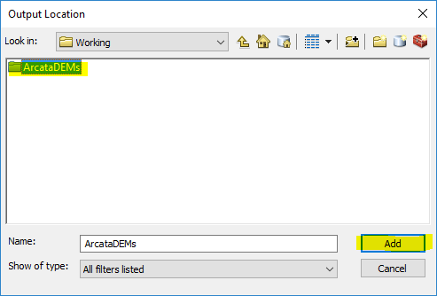 New Folder Output Location Screenshot