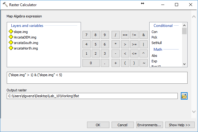 Raster Calculator Dialog Window Screenshot