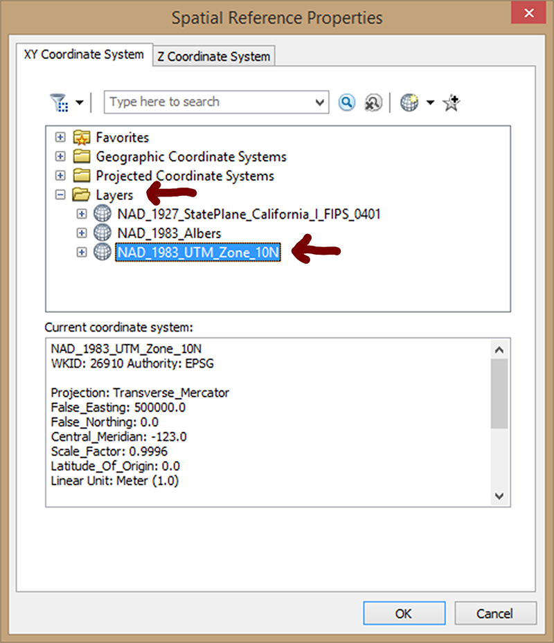 Image of Spatial Reference Properties Window