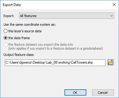 Export Data Window