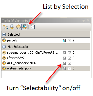 The "list by selection" tab int he table of contents