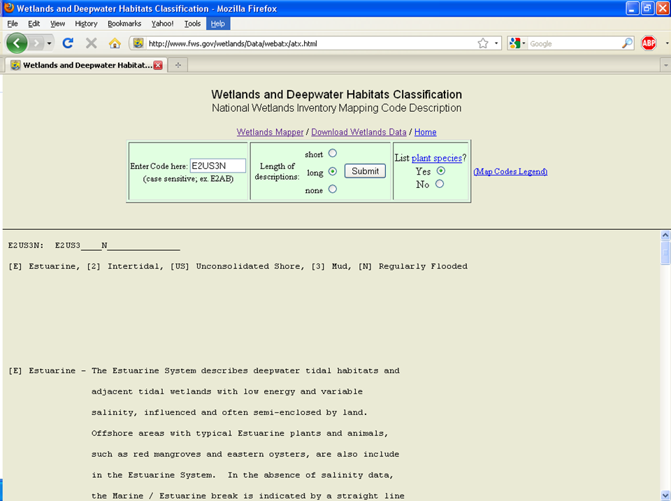 NWI Mapping Code Description