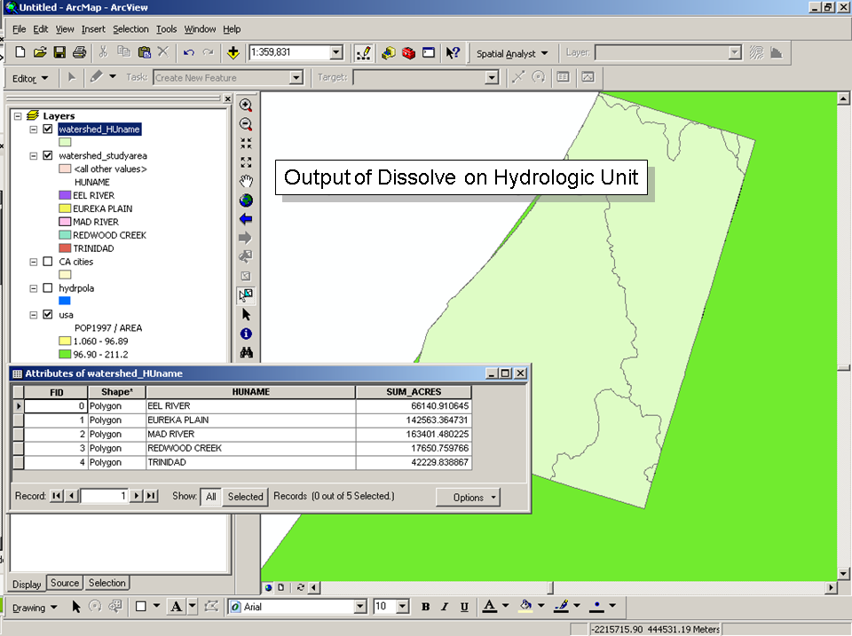 Output of Dissolve on Hydrologic Unit