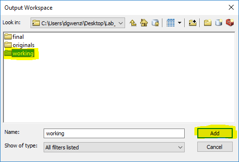 Image of Output Workspace Window