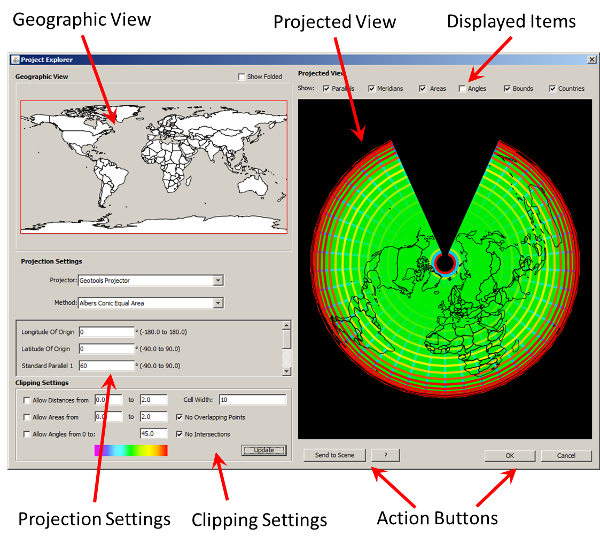 Screen capture of the projection explorer