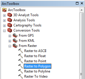 Raster to Polygon Tool Location Screenshot