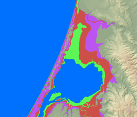 Map of Nothern Humboldt Bay showing sea level rise