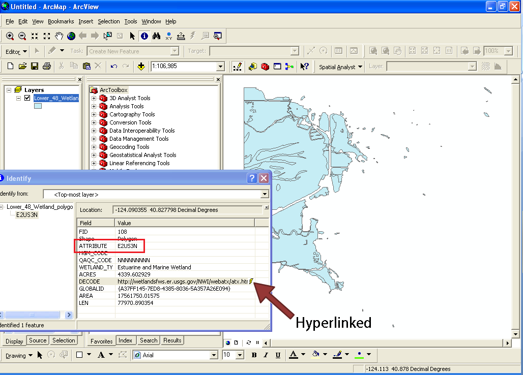 Wetland Shapefile Hyperlink