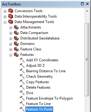 Feature to Point Tool Location Screenshot